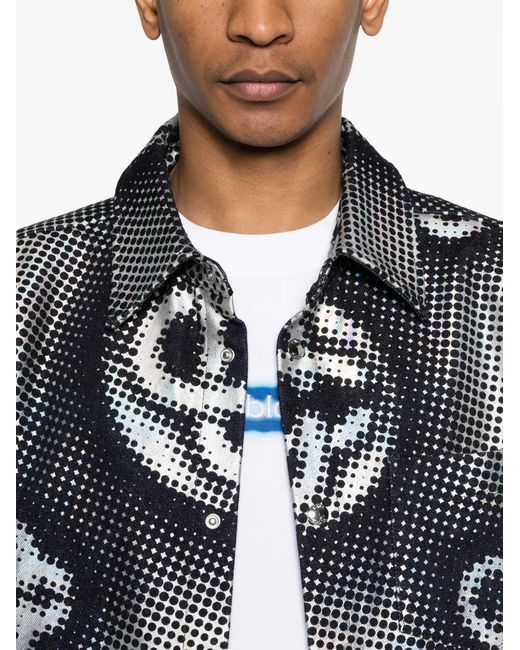 Casablanca Gray Pearlescent Monogram Shirt for men