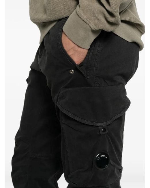 C P Company Black Lens-Detail Cargo Pants for men