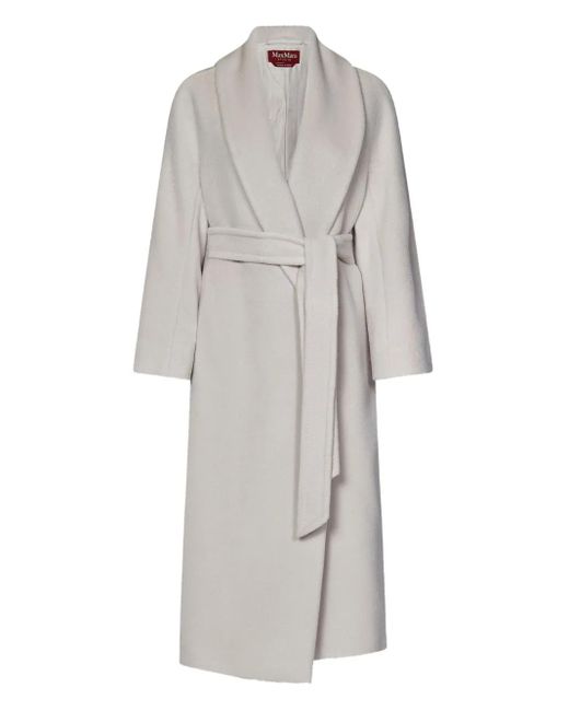 新品同様‼️ マックスマーラ 艶感美しい ショールカラーベルテッドコート マックスマーラ」の名品カシミアコート｜アイコニックな佇まいに気品が