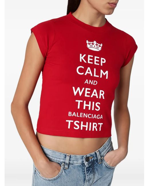 Balenciaga Red Graphic-Print Short-Sleeve T-Shirt
