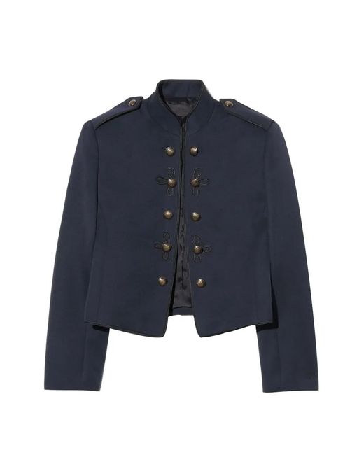 Nili Lotan Blue Betsy Button Shoulder Jacket