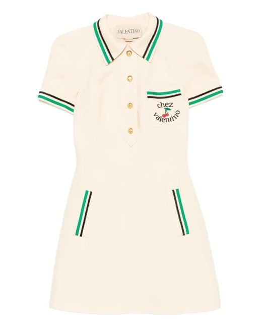 Valentino Garavani Natural Cherry-Motif Polo Dress