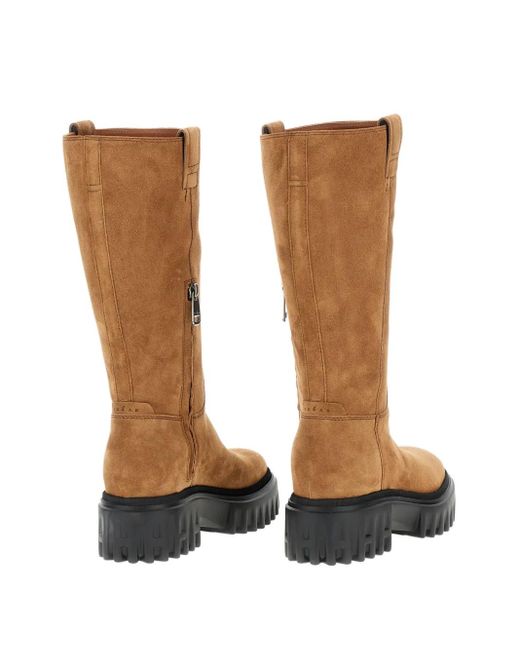 Hogan Brown Platform Zip-Fastening Knee-High Boots