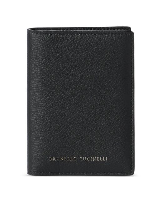 Brunello Cucinelli Black Grained Calfskin Passport Holder