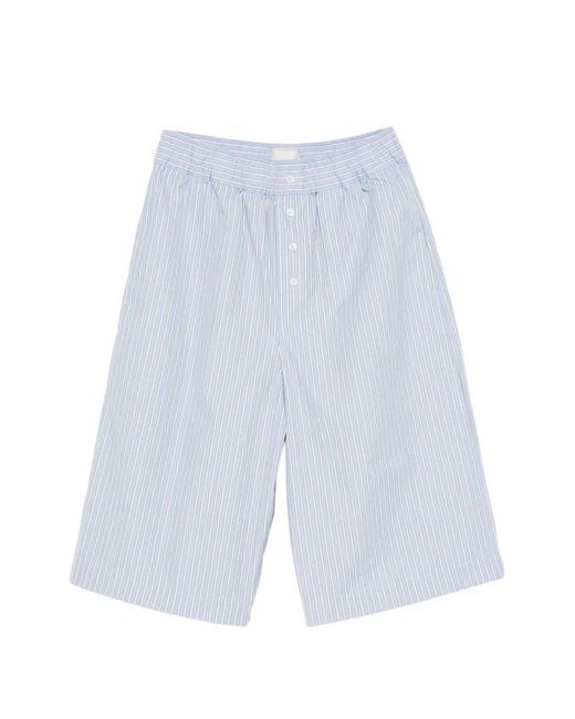 Bellerose White Striped Button-Up Shorts