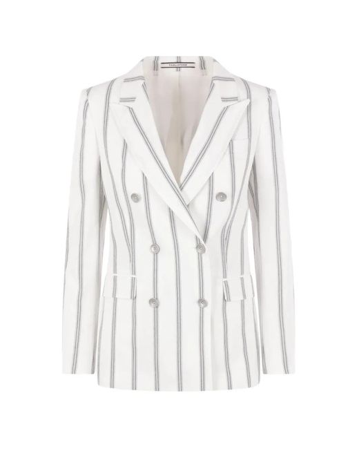 Chaqueta A Rayas Con Doble Botonadura Tagliatore de color White