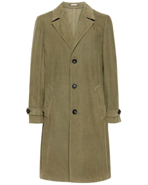 Massimo Alba Green Corduroy Single-breasted Coat for men