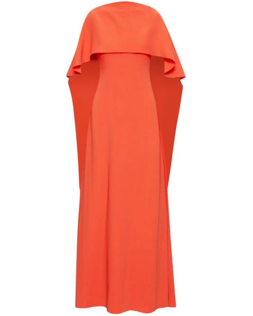 Oscar de la Renta ケープ マキシドレス Red
