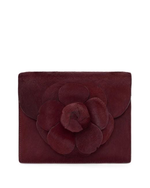 Oscar de la Renta Purple Mini Tro Floral-Appliqué Clutch Bag