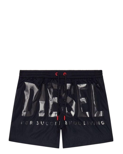 DIESEL Mittellange Bade-Shorts mit farbgleichem Logo in Black für Herren