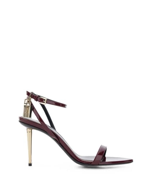 Tom Ford White Padlock-Detail Ankle-Strap Sandals