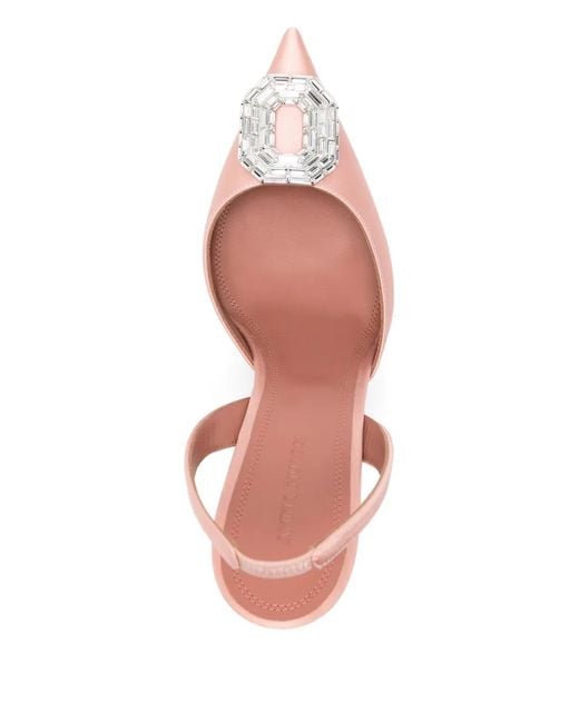 AMINA MUADDI Pink 100Mm Camelia Slingback Embellished 90 Pumps