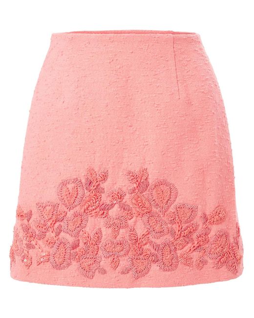 Carolina Herrera エンブロイダリー ミニスカート Pink