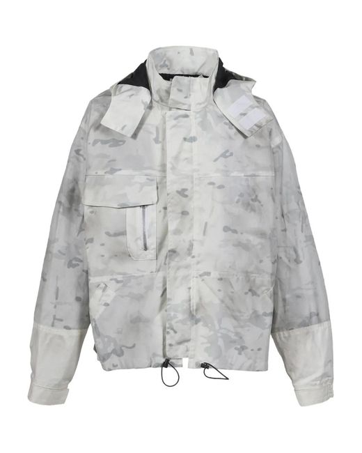 ALEXANDER DIGENOVA Gray Camouflage-Print Drawstring Jacket for men