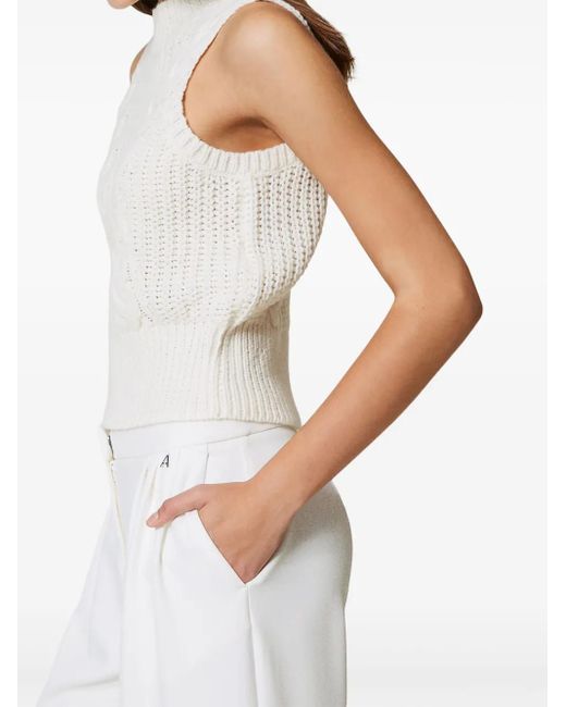 Twinset White Knitted Vest