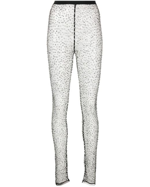 Isabel Marant Gray Tanael Crystal-embellished leggings
