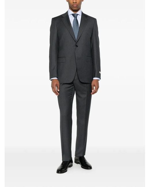 Canali Gray Costume À Fines Rayures for men