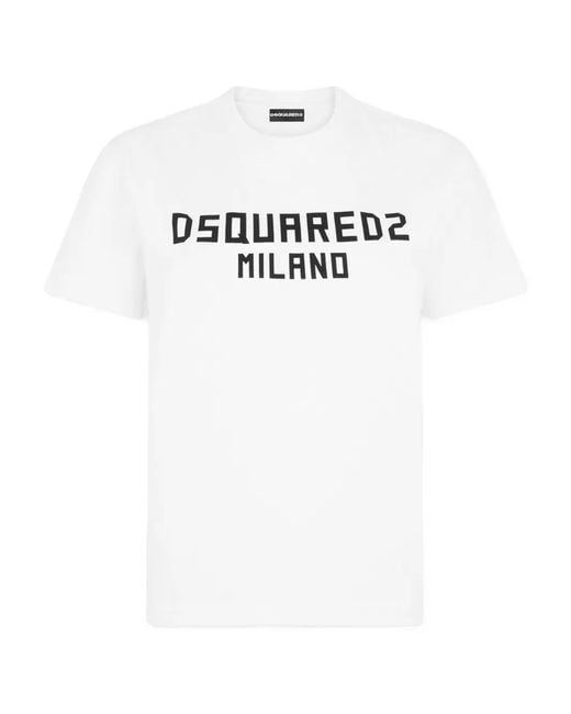 DSquared² White Milano Just Right Logo-Print T-Shirt