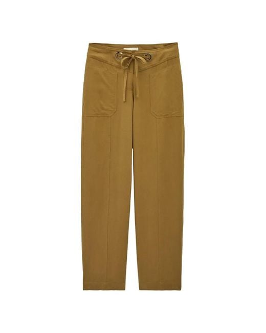 Ba&sh Green Pavana Drawstring-Waistband Eyelet-Detail Trousers