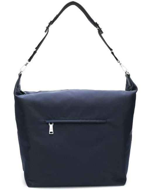 Prada Blue Rubber Logo Patch Shoulder Bag for men