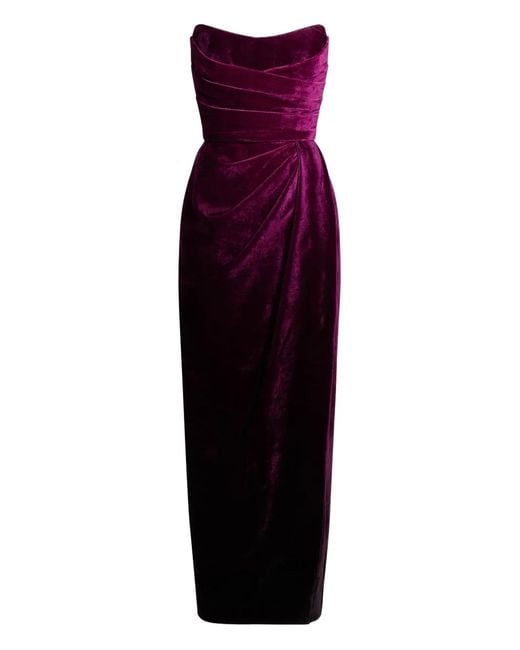 Elie Saab Purple Velvet Midi Dress