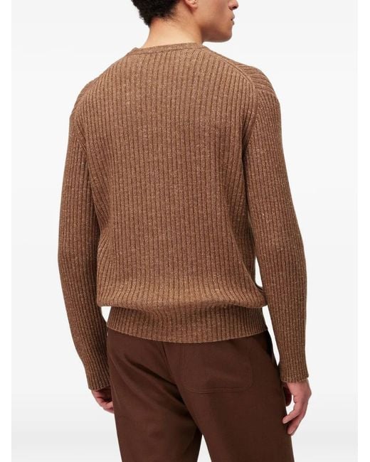 RETORI Brown Ribbed-Knit Crew-Neck Cashmere Jumper