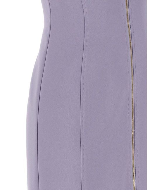 Elisabetta Franchi Purple Sweetheart-Neck Zip-Up Dress