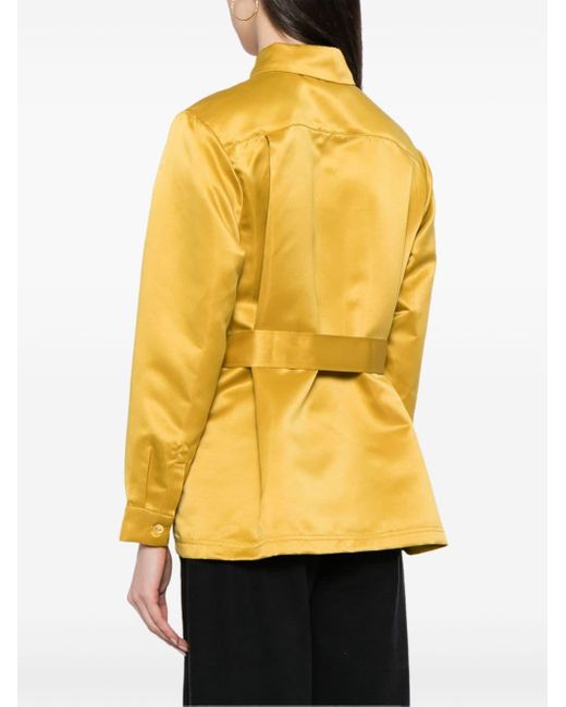 Cynthia Rowley Yellow Pleated-back Satin Safari Jacket
