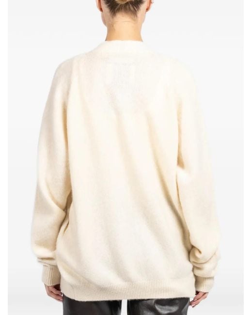 Frenckenberger White Ribbed-Trims Cardigan