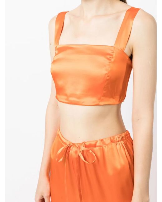 Woera Orange Haut Bustier À Encolure Carrée