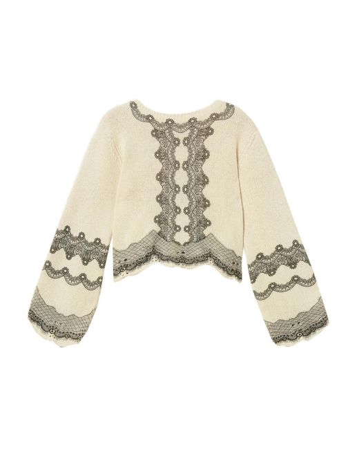 Twinset White Patterned Knitted Top