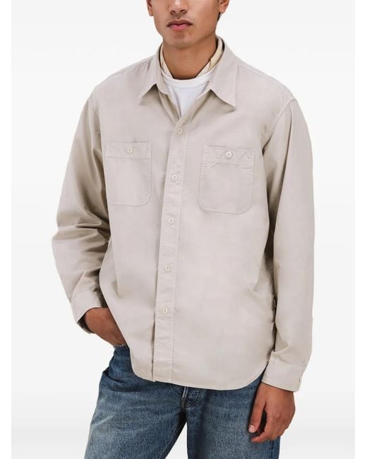 Fortela White Patch-Pocket Work Shirt for men
