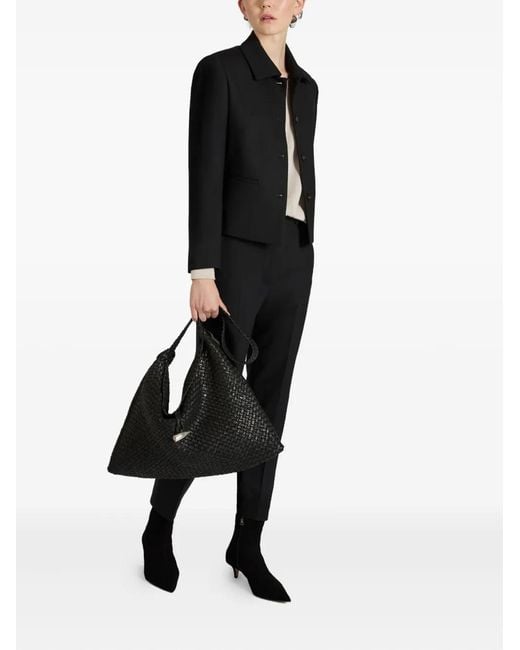Slowear Black Pantalon En Laine À Boutonnière