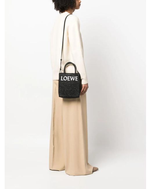 Loewe Black A5 Raffia Tote Bag