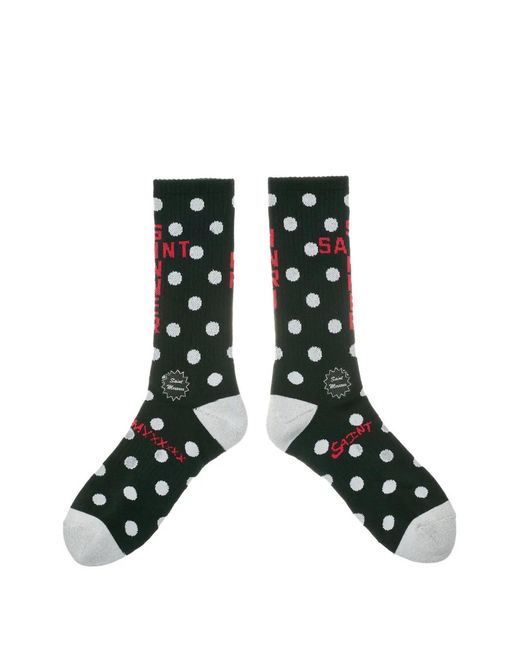 SAINT Mxxxxxx Black Polka-Dot Socks for men