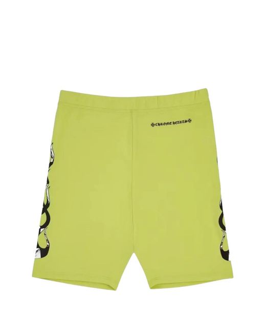 Chrome Hearts Yellow 99 Eyes Flame-Print Bike Shorts for men