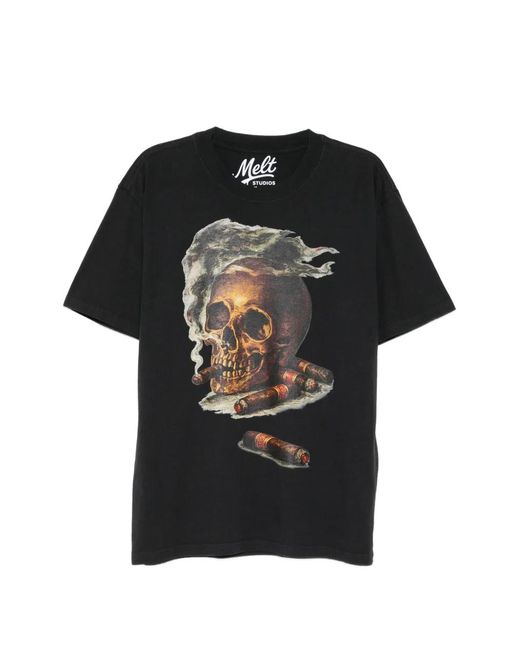 Melt Black Skull-Print T-Shirt for men