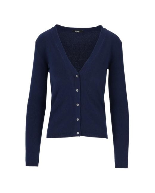 LA ROSE Blue V-Neck Button-Up Cardigan