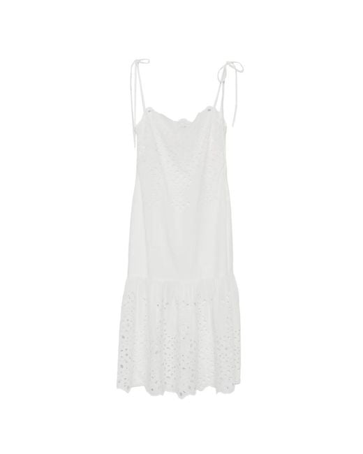 Moschino White Broderie-Anglaise Tie-Strap Dress