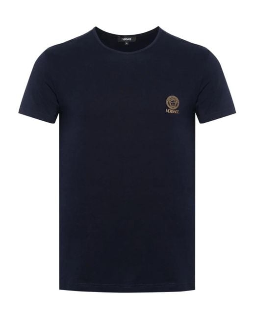 Versace Marineblaue Medusa-Kopf T-Shirt in Blue für Herren