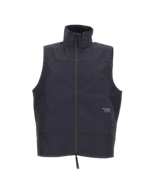 Pas Normal Studios Blue High-Collar Reflective Logo Vest for men