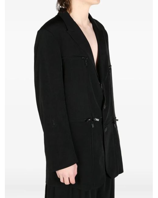 Yohji Yamamoto Black Zip-Detail Blazer for men