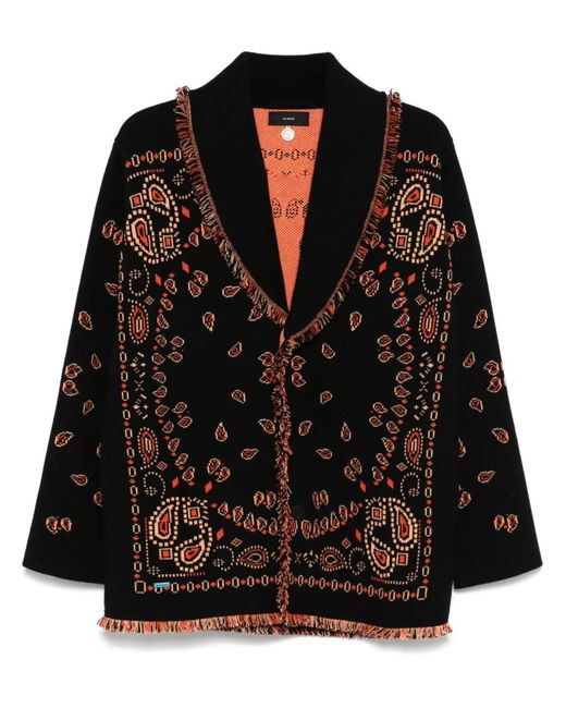 Alanui Black Bandana Jacquard Cardigan for men