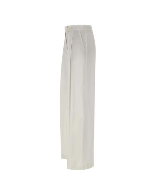Eleventy White Palazzo Pleated Trousers