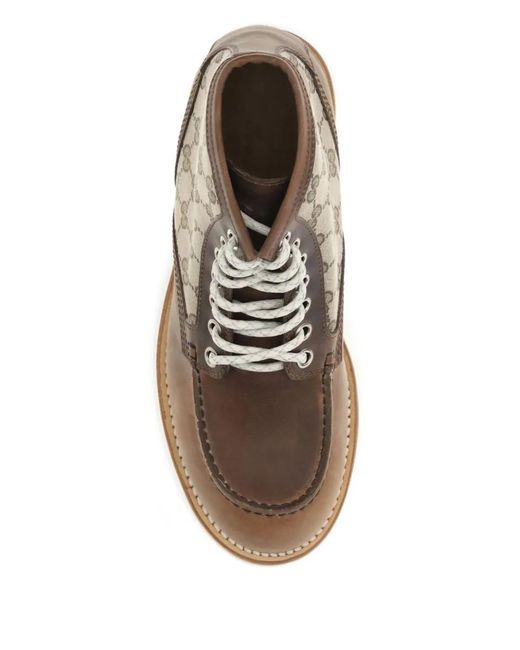 Gucci Brown Gg-Monogram Leather Boots for men
