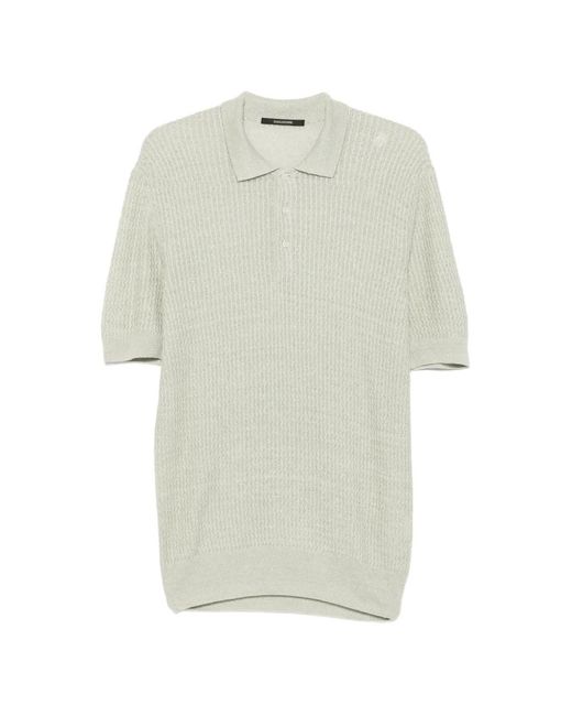Tagliatore White Knitted Textured Polo Shirt for men