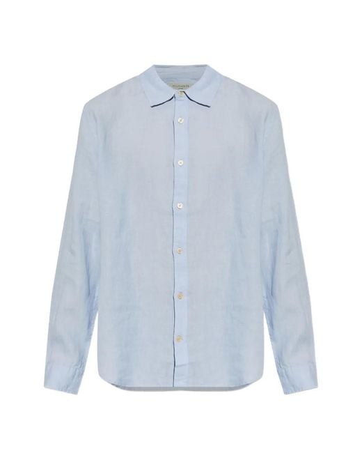 AllSaints Blue Loom Long-Sleeved Shirt for men
