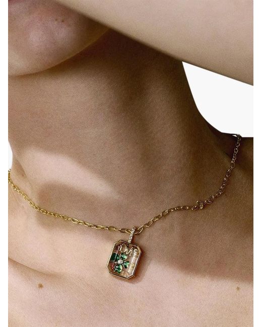 Loquet London Green Four Leaf Clover Diamond And Tsavorite Locket Charm