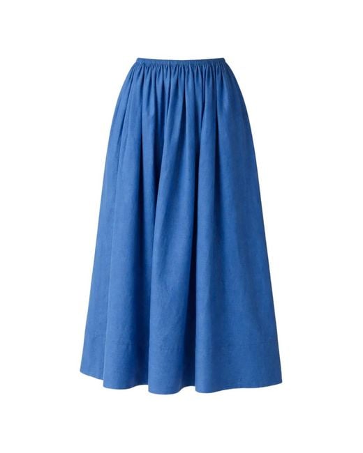 Toccin Blue Imogen Gathered Midi Skirt