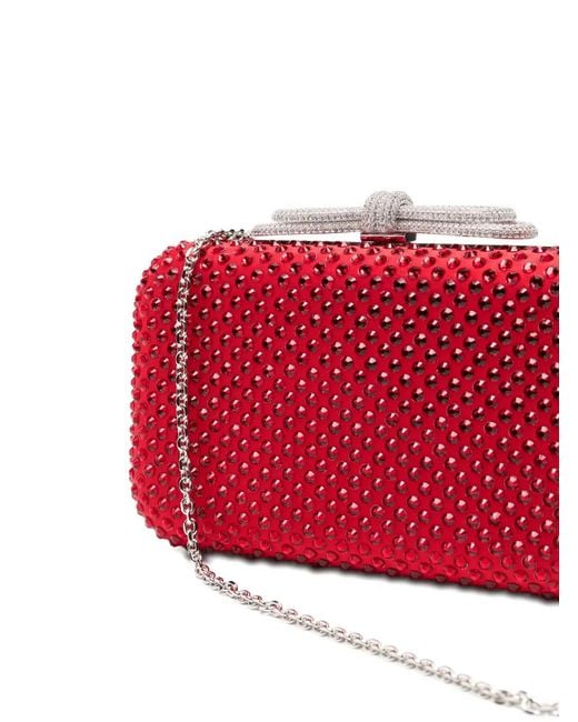 Mach & Mach Red Embellished-Bow Mini Bag